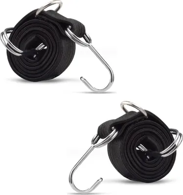 Produktbild von 3er Pack Fahrrad Gepäckspanner | 1m Spanngurt Gepäckträger | Fahrradträger Spanngummi | Gepäckgummi mit Doppel Metallhaken | Gepäckspanner - Expander | Spannseil Fahrradgurt zur Ladungssicherung
