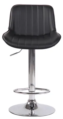 Image de Tabouret de bar CLP Lentini en similicuir, pivotant et réglable en hauteur, noir, piètement chromé