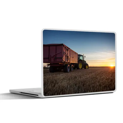 Produktbild von MuchoWow® Laptop Aufkleber Sticker Cover Traktor - Grün - Sonnenuntergang - Horizont - Grün - Landleben 30x22 cm - Laptop-Sticker