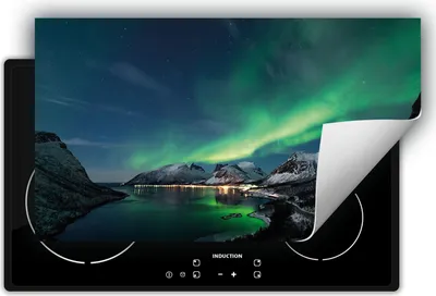 Produktbild von DarHaus Herdabdeckplatte 90x52 cm Anti Rutsch Matte Aufrollbar, Polarlicht