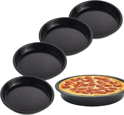 Produktbild von Famanu Pizzaplatte 4 Stück - 18 cm Rund - Quichebackform - Antihaftbeschichtet
