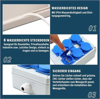 Productafbeelding van Famanu verdeeldoos voor stroom, IP54, waterdicht - 6 x 220 V