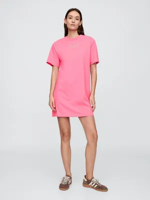 Produktbild von Gap Kleid XS Rosa aus 100% Baumwolle mit Logo, Rundhalsausschnitt, Kurzarm