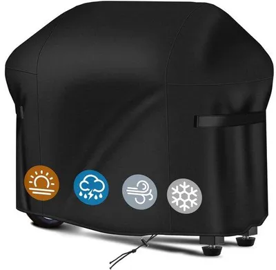 Image de Housse universelle pour barbecue, résistante aux intempéries et aux déchirures, polyvalente et adaptée à différents modèles de barbecues (183 × 66 × 137 cm) - Noir