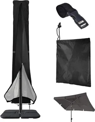Produktbild von Gartenparasol, 240 cm x 57 cm, Schwarz, Rissfest und Wasserdicht