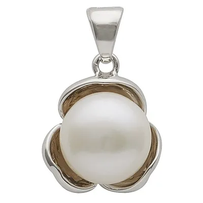 Produktbild von Anhänger Blume mit Perle Süßwasser Zuchtperle 11mm weiß 925 Silber Damen