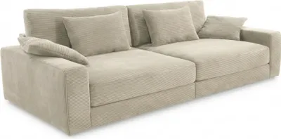 Produktbild von Big-Sofa 290 cm breit Federkern Polsterung Lounge Couch extratief mit Cord Beige Grau / 15251