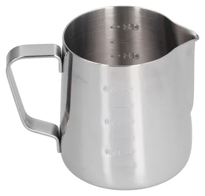 Obrázok produktu pre 400 ml nerezová kanvica na prípravu peny, vhodná na latte art, s úzkym výtokom a stupnicou