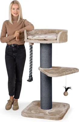 Produktbild von HAPPYPET Premium Kratzbaum Grosse Katzen Stabil 'Felix' - Katzenbaum, Kletterbaum, für Maine Coon, Natursisal, Dicke Stämme mit 18 cm, 120 cm Hoch