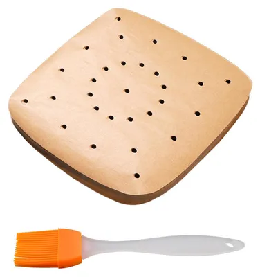 100er Backpapier für Heißluftfritteuse + 1 Backpinsel, 23x23 cm
