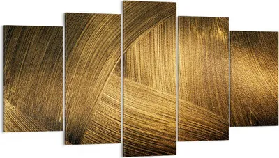 Produktbild von Bild auf Leinwand - Leinwandbild - 5 Teile - Abstraktion Gold Textur - 160x85cm - Wand Bild - Wanddeko - Wandbilder - Leinwanddruck - Bilder - Wanddekoration - Leinwand bilder - EA160x85-4477