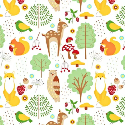 Produktbild von Baumwolle 100% bunte Waldtiere auf weißem Hintergrund