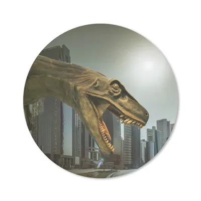 Produktbild von MuchoWow® Mauspad Mousepad Dinosaurier - Stadt - Kopf 20x20 cm - Mousepads - Maus Mat - Pad - Mausunterlage - Schreibtischmatte
