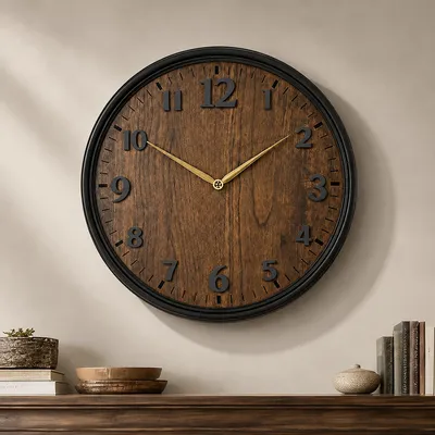 Runde Wanduhr 40 cm, Vintage-Stil, geräuschlos, batteriebetrieben