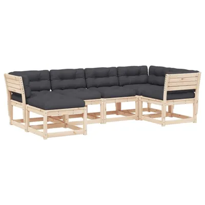 Produktbild von 6-tlg. Garten-Sofagarnitur mit Kissen Massivholz Kiefer