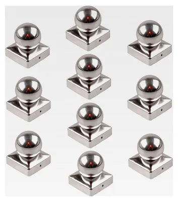 Produktbild von 10 Stück Pfostenkappe Edelstahl Abdeckkappe für Pfosten Kugel 121 mm 12x12 cm