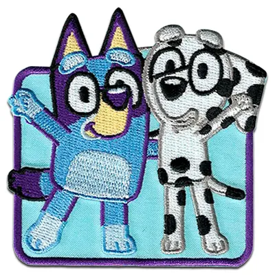 Obrázok produktu pre Bluey & Chloe, 6,7 x 6,7 cm: Kommerčné produkty spoločnosti Mercera Bluey © - aplikácie, motívy na našitie alebo na prilepenie žehličkou, aplikácie, nášivky, záplaty, vhodné na prilepenie žehličkou