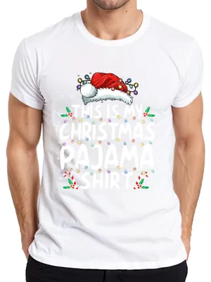 Zdjęcie produktu dla This is my Christmas Pajama Shirt Fairy Lights - świąteczna koszulka męska, biały, 3XL