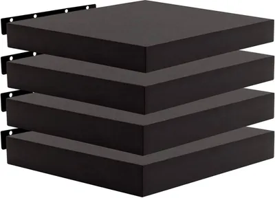 Produktbild von WOLTU 4er-Set Wandregal Wandboard Bücherregal Regale für Deko Wandablagen aus MDF Hängeregal Schwarz 30x23x3,8 cm