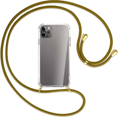 Produktbild von Handykette Backcover-Schutzhülle mit Band (Metall goldfarben) für Apple iPhone 11 Pro Max - khaki