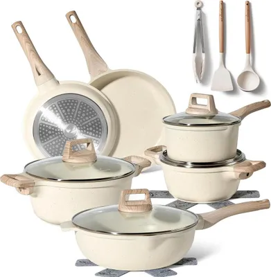 Produktbild von Granite 15-teiliges Antihaft-Kochgeschirr-Set, Beige