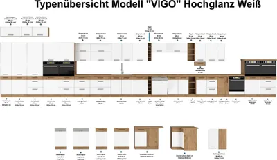 Produktbild von Küche VIGO Basic Weiß Hochglanz Lancelot 240 Küchenzeile Küchenblock Einbauküche