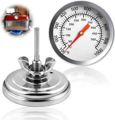 Produktbild von Analoges Ofenthermometer 80 mm, BBQ Grillthermometer, 0–500°C, farbige Zonen für Räuchern & Grillen, Edelstahlsonde 73 mm, robust & hitzebeständig