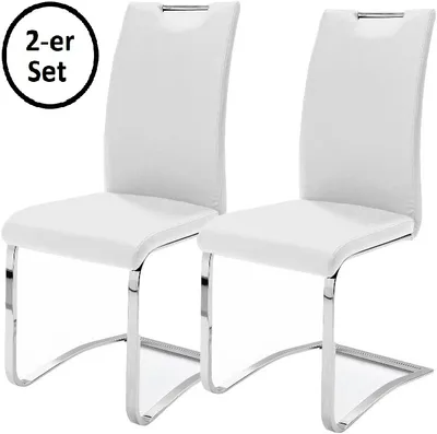 Produktbild von Freischwinger >YANIELLE / KÖLN< 2er-Set in Weiß - 43x100x57cm (BxHxT)