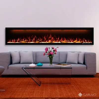 Produktbild von Garlivo  Elektrokamin 'Smart Wall 100' | LED Wandkamin in schwarz mit Heizung (1500 W) | BxHxT: 254 x 42,8 x 17 cm