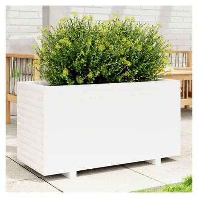 Produktbild von Pflanzkübel Weiß 90x40x49,5 cm aus Kiefernholz, Blumentopf für Außenbereich, Pflanzgefäße für Garten, Terrasse und Balkon