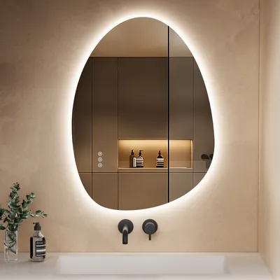 Produktbild von S'AFIELINA Badspiegel mit Beleuchtung 75×55cm LED Touch Schalter Wandspiegel 3 Lichtfarben und Dimmbar, Anti-Beschlag- und Memory-Funktion