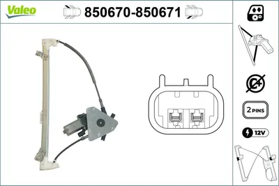 Image de Lève-vitre électrique arrière gauche VALEO pour, entre autres, la PEUGEOT 406