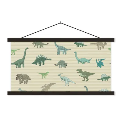 Produktbild von MuchoWow® Textilposter Dinosaurier - Braun - Grün - Jungen - Mädchen - Kinder 120x60 cm mit schwarzem Rahmen - Dekoration Schlafzimmer