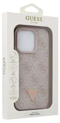 Immagine prodotto di Custodia per iPhone 16 Pro, Guess HardCase in pelle 4G Triangle Strass, rosa
