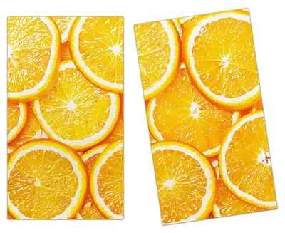 Produktbild von Spritzschutz Herdabdeckplatte Schneidebrett aus Glas Orangenschnitze 2-Teilig (60x52cm)