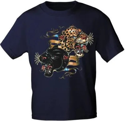 Produktbild von T-Shirt mit Print - Leopard Panther Banner 12679 Gr. S-3XL Color - schwarz Größe - 3XL