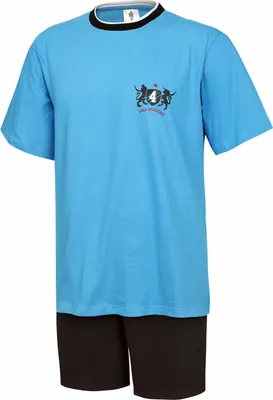 Produktbild von KB Herren Schlafanzug Pyjama Nachtwäsche kurzarm M blau