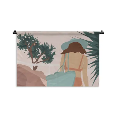 Produktbild von MuchoWow® Wandteppich Wandbehang Sommer - Frau - Abstrakt 60x40 cm Tapisserie Dekoration Wandtuch - Wanddekorationen
