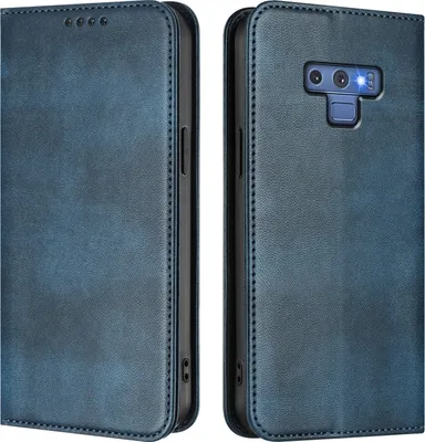Obrázek produktu pro Pouzdro pro Samsung Galaxy Note 9, vintage kožené pouzdro s RFID ochranou, přihrádkami na karty, stojánkem Modrý