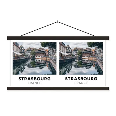 Produktbild von MuchoWow® Textilposter Frankreich - Wasser - Häuser 120x60 cm mit schwarzem Rahmen - Dekoration Schlafzimmer