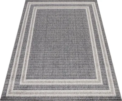 Produktbild von Teppich Läufer Wetterfest Grau 80x150 Bordüre Design aus Polypropylen