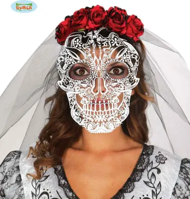 Produktbild von Horror Braut Totenkopf Schleier zu Halloween