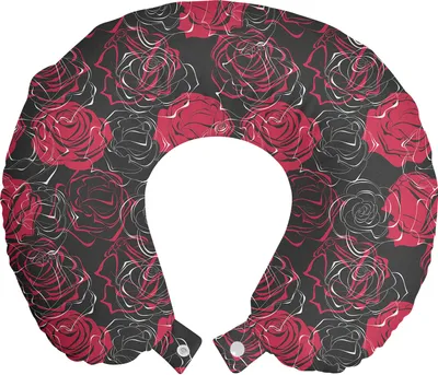 Produktbild von ABAKUHAUS Blumen Reisekissen Nackenstütze, Ombre Rose Blooom Kunst, Schaumstoff Reiseartikel für Flugzeug und Auto, 30x30 cm, Koksgraue Magenta