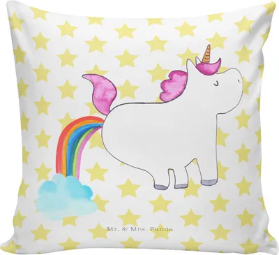 Produktbild von Mr. & Mrs. Panda kissen für couch Einhorn Pupsen - Weiß - Geschenk, Freundin, Spaß, Polster, Unicorn, Kuschelkissen, Erwachsenwerden, Dekokissen, Sofakissen, 40x40