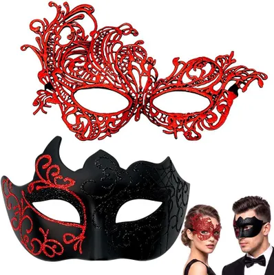 Imagen del producto de Máscaras venecianas, juego de 2 unidades, máscaras de carnaval para parejas, ideales para fiestas de disfraces
