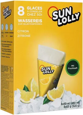 Zdjęcie produktu dla Sun Lolly lód wodny do samodzielnego zamrażania o smaku cytrynowym 8 szt