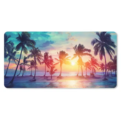 Produktbild von MuchoWow® Schreibtischunterlage Sonnenuntergang - Tropisch - Palme 80x40 cm - XXL Mauspad - Gaming Mauspad