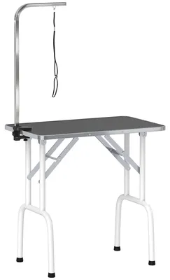 Zdjęcie produktu dla Składany stół do pielęgnacji psów z regulowanym podłokietnikiem | Kolor: Czarny | Wymiary: 81 x 48,5 x 80 cm