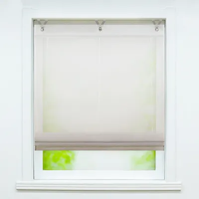 Produktbild von Joyswahl Raffrollo ohne Bohren mit Hakenaufhängung Raffgardine Bändchenrollo Voile Gardinen mit Farbverlauf Braun HxB 130x120cm