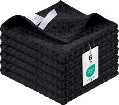 Produktbild von Microfasertücher 6er-Set Schwarz 30 x 30 cm Saugfähige Küchentücher